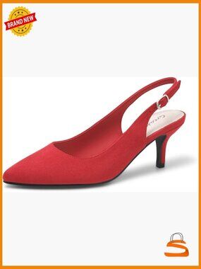 Kitten Heels Pointed Toe Slingback Dress Pumps Shoes Size 3" Heel